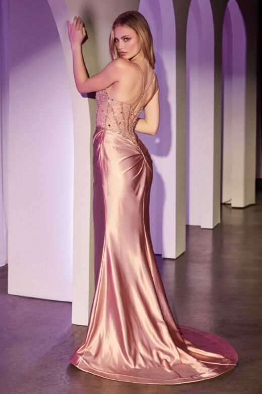 Ladivine CC8884 Sweetheart Neck Beaded Corset Bodice Dress