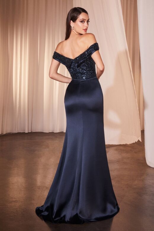 Ladivine CR877 Off-The-Shoulder Faux Wrap Skirt Dress