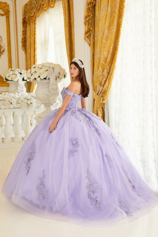 LaDivine 15702 Floral Applique Sweetheart Neck Quinceanera Gown