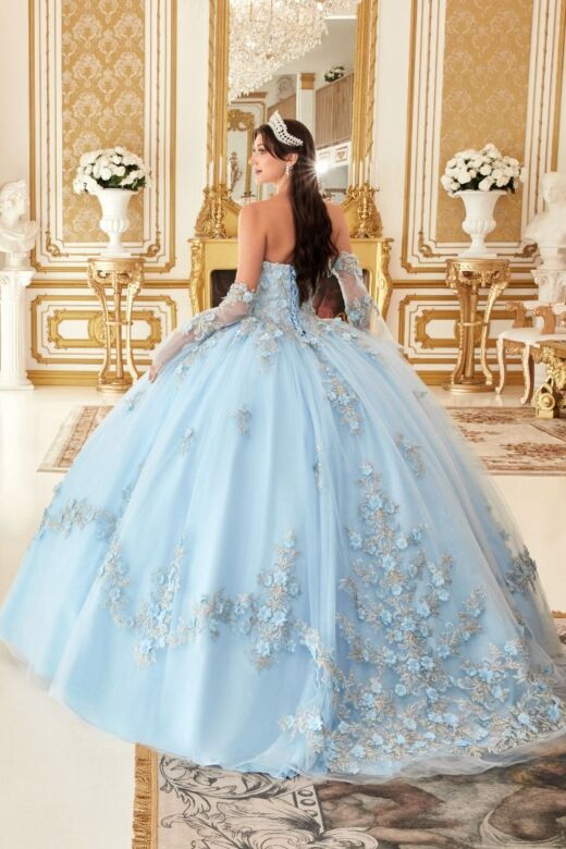 LaDivine Dress 15714 Removable Sleeve Quinceanera Gown