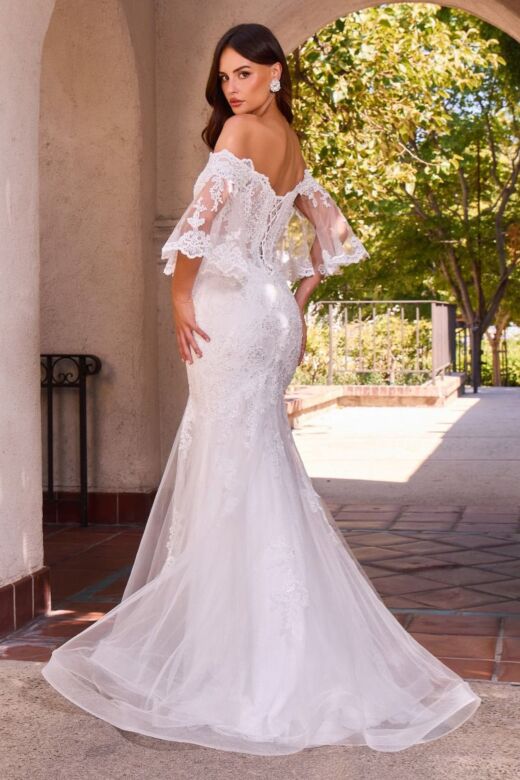 LaDivine CD659W Off The Shoulder Mermaid Off White Wedding Dress