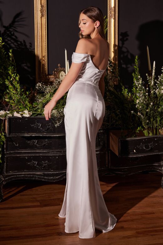 LaDivine 7492W Off-The-Shoulder Cowl Neck Wedding Dress
