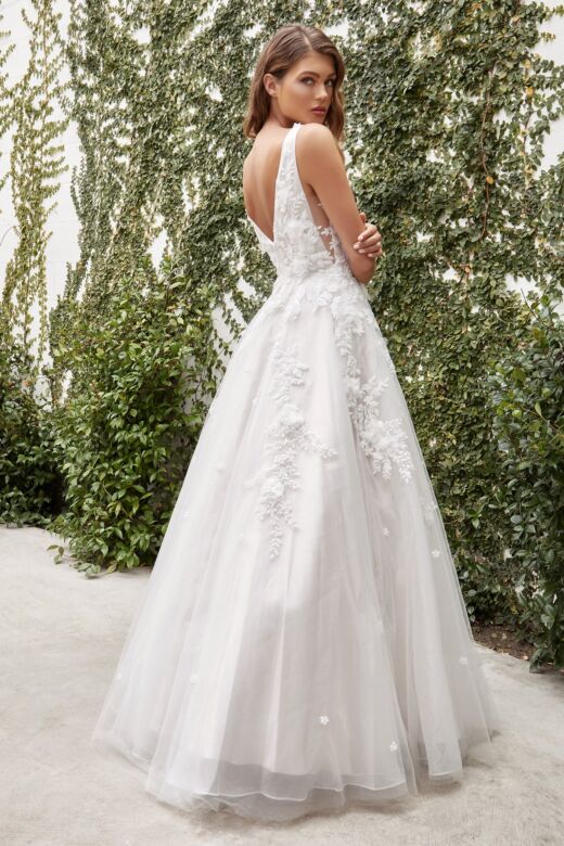 LaDivine A1028W Illusion Side Plunging Neck Wedding Dress