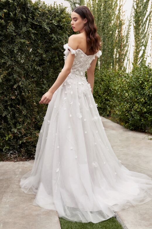 LaDivine A1038W Off-The-Shoulder Plunging Neck Bridal Dress