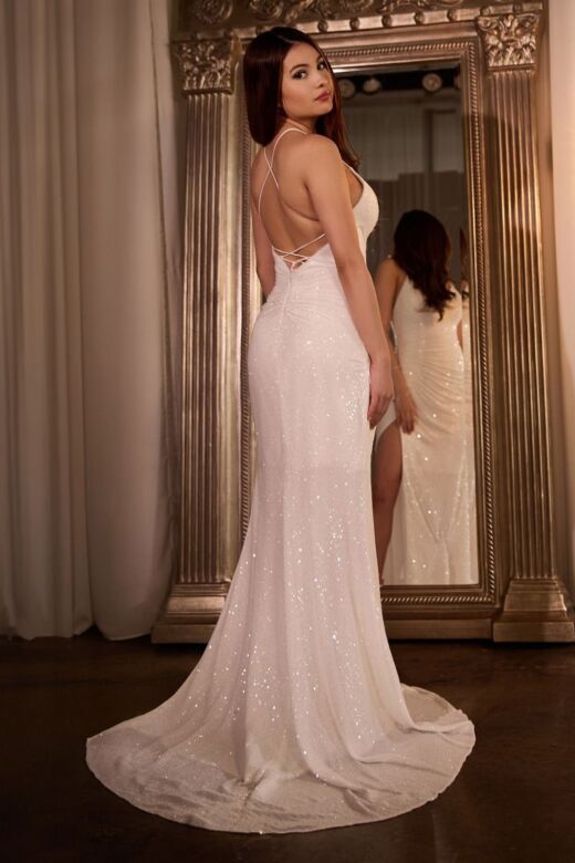 LaDivine CH225W Spaghetti Strap Sweetheart Neck Bridal Dress