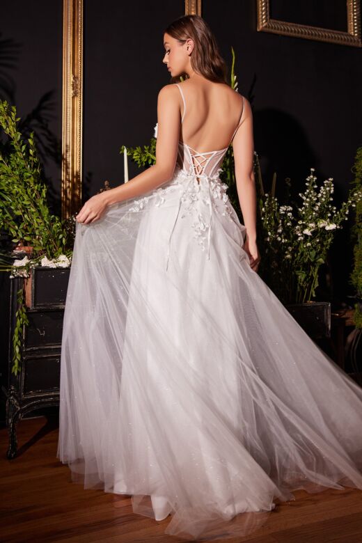 LaDivine CM321W Illusion Bodice Lace-Up Back Wedding Gown