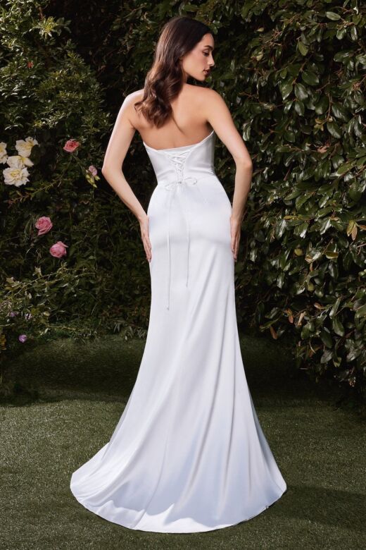 Ladivine 7451W High Satin Strapless Satin Bridal Gown
