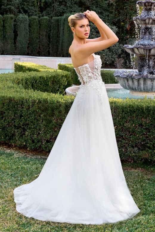 LaDivine C174W Brush Train Scoop Neckline Wedding Dress