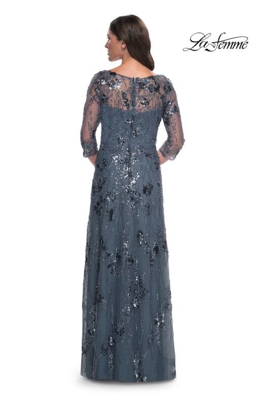 La Femme 31458 Bateau Neck Illusion Sleeve Dress