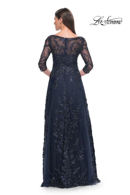 La Femme 31719 Three-Quarter Sleeve V-Neck Dress
