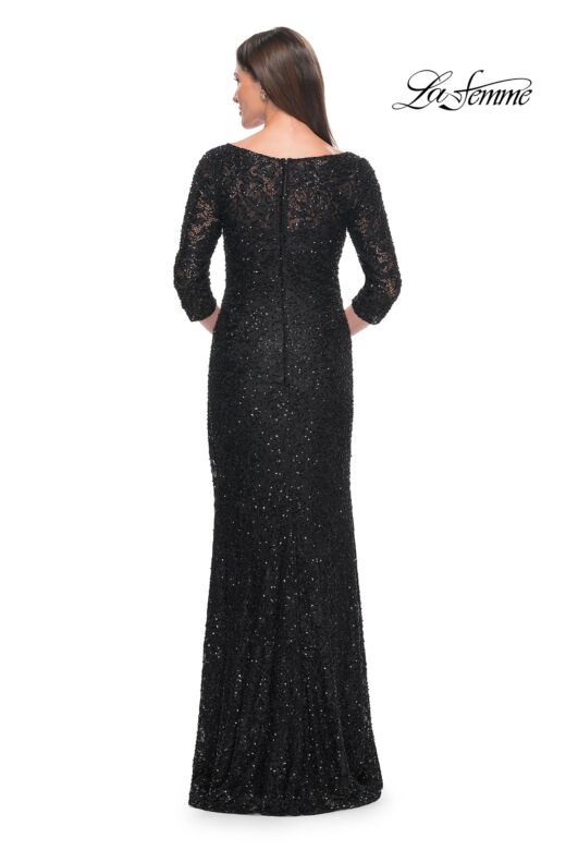 La Femme 31721 Illusion Sleeve Beaded Lace Dress