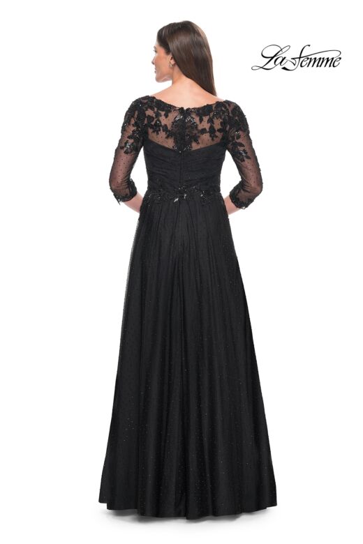 La Femme 31776 Illusion Sleeve A-Line Dress