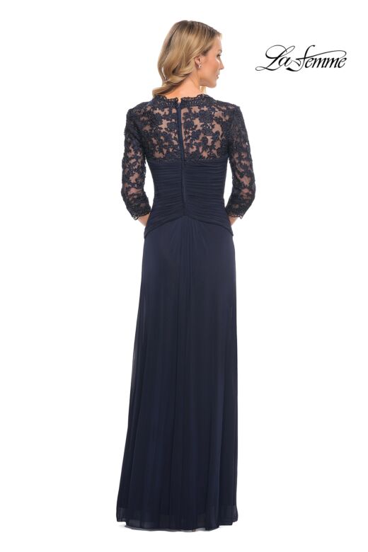 La Femme 23244 Knot Waist Lace Sleeves Dress