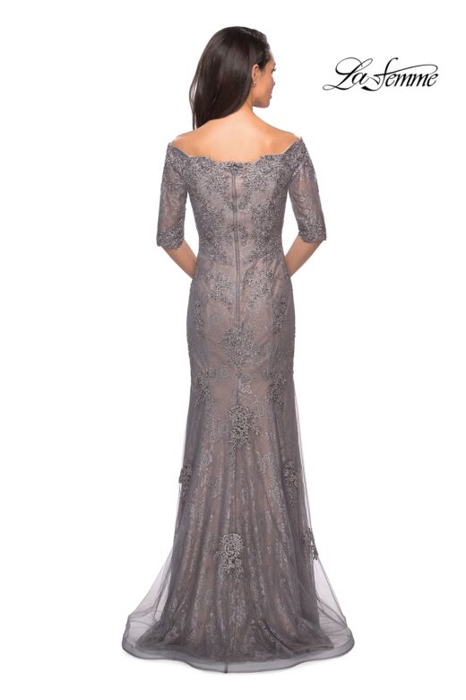 La Femme 24866 Off The Shoulder Embroidered Dress