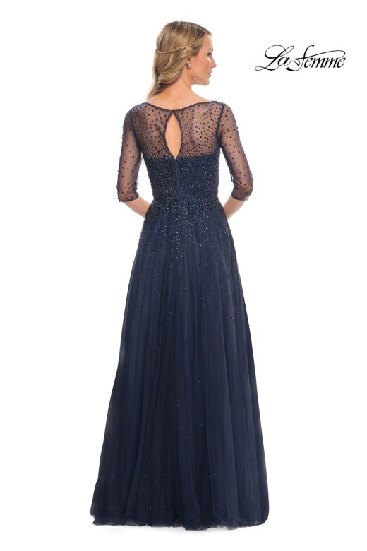 La Femme 24894 Illusion Sleeves Embellished Dress