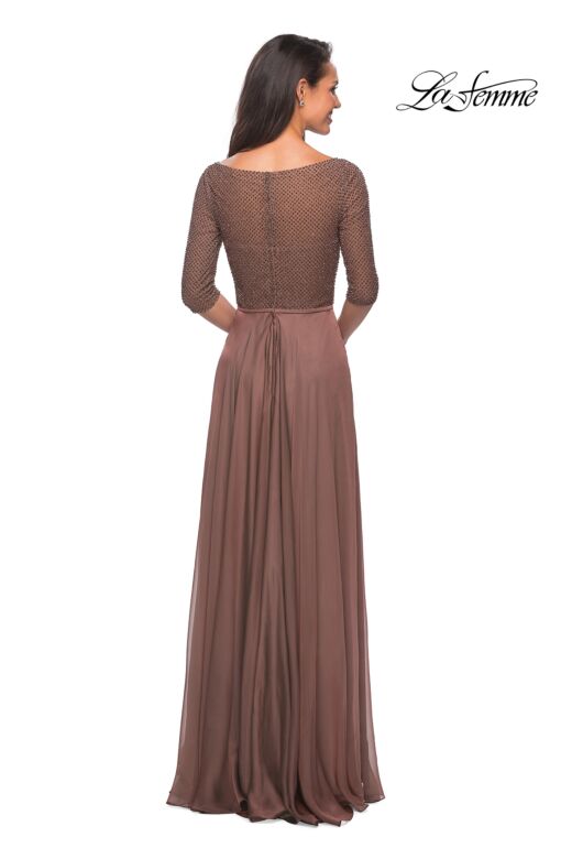 La Femme 25011 Beaded Bodice Bateau Neck Dress