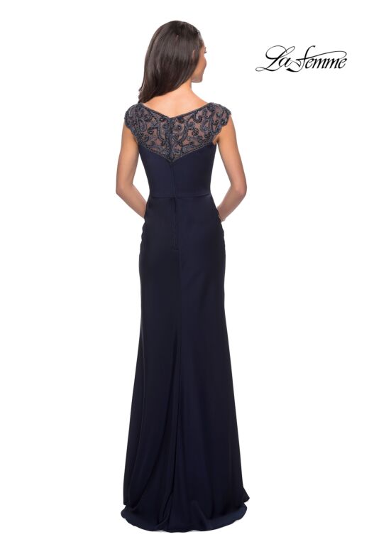 La Femme 25399 Illusion Neckline Cap Sleeve Dress