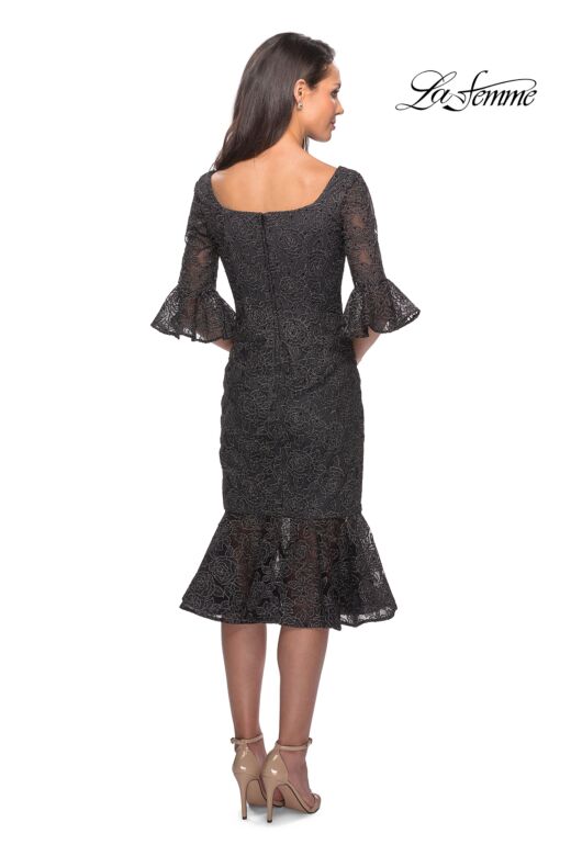 La Femme 25523 Flounce Sleeves Square Neck Dress