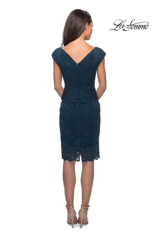 La Femme 25529 Cap Sleeve Peplum Dress