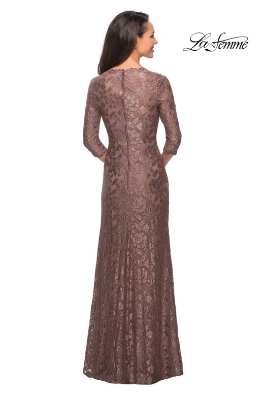 La Femme 26427 Queen Anne Neckline Lace Dress