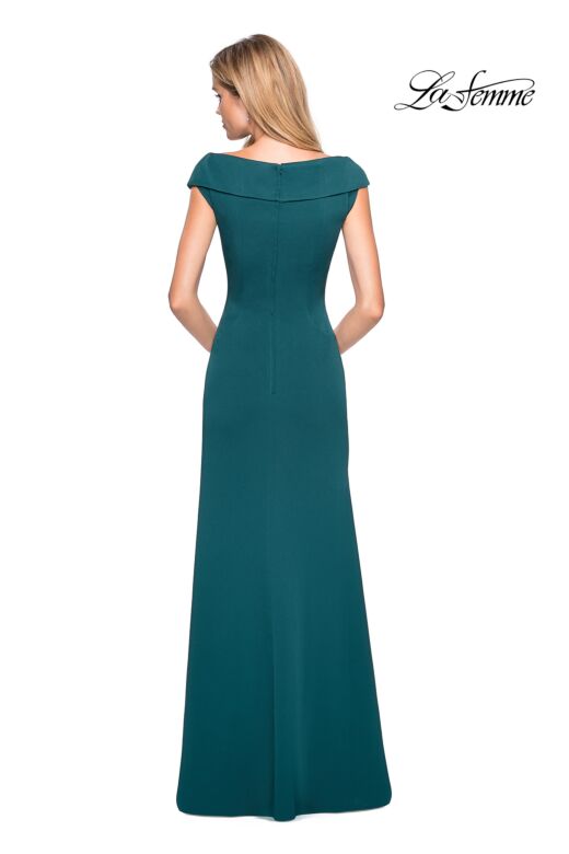 La Femme 26523 Portrait Neckline Ruched Dress