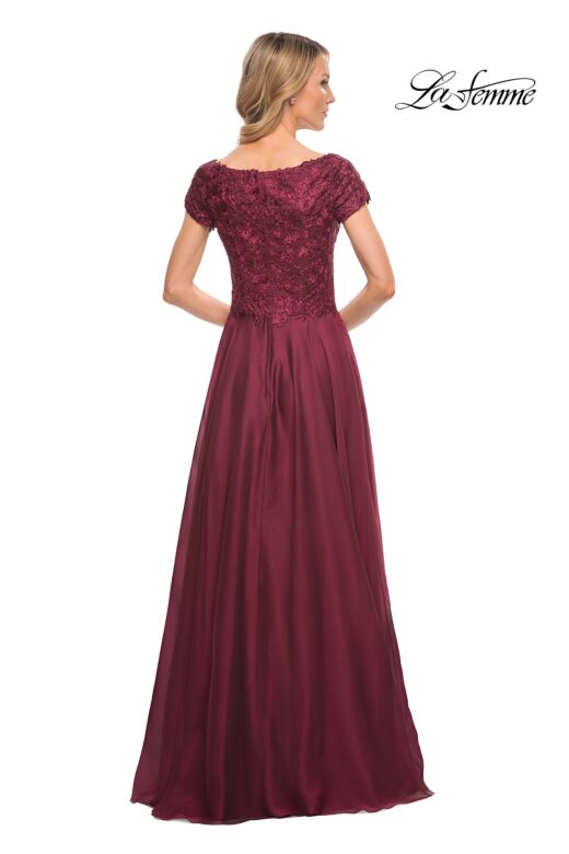 La Femme 26550 Scoop Neck Embroidered Top Dress