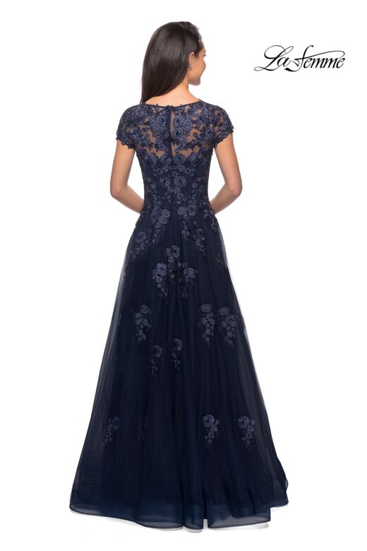La Femme 26907 Cap Sleeve Embroidered Dress