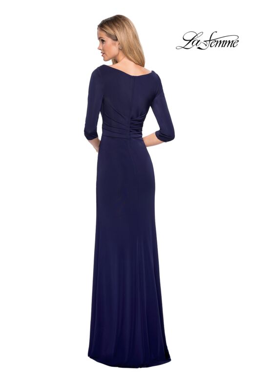 La Femme 26955 Three Quarter Sleeves Ruched Dress