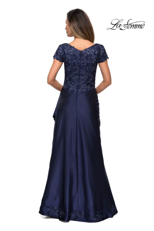 La Femme 27033 Floral Bodice Wrap Skirt Dress