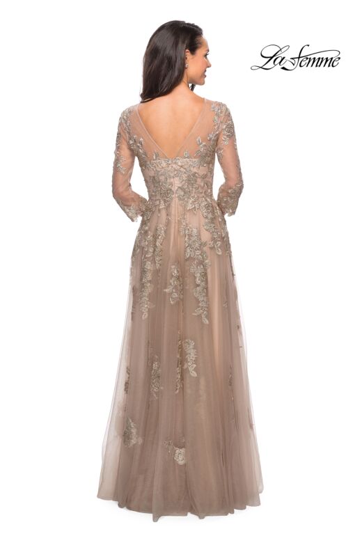 La Femme 27733 Sheer Neckline Embroidered Dress