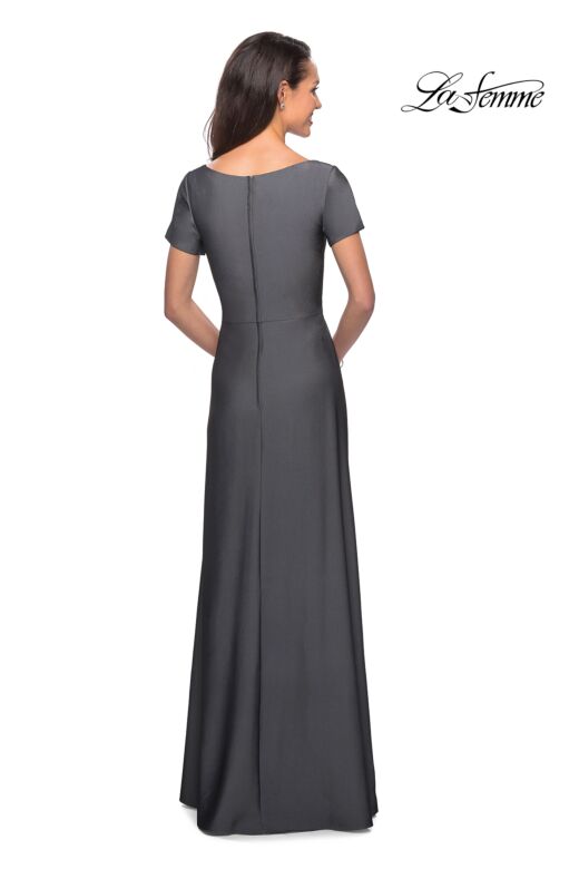 La Femme 27855 Portrait Neckline Short Sleeve Dress
