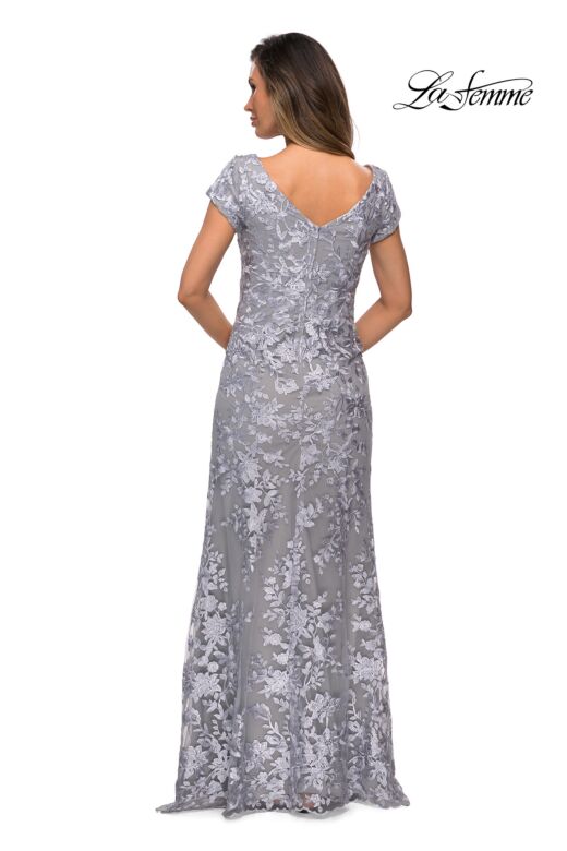 La Femme 27842 Beaded Lace Scoop Neck Dress