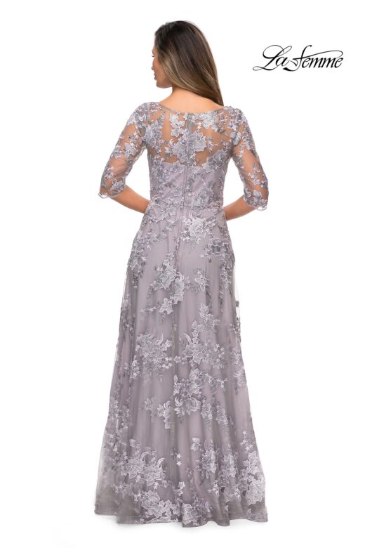 La Femme 27854 Illusion Neckline Embroidered Dress