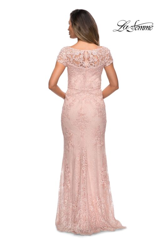 La Femme 27856 Cap Sleeve Beaded Lace Dress