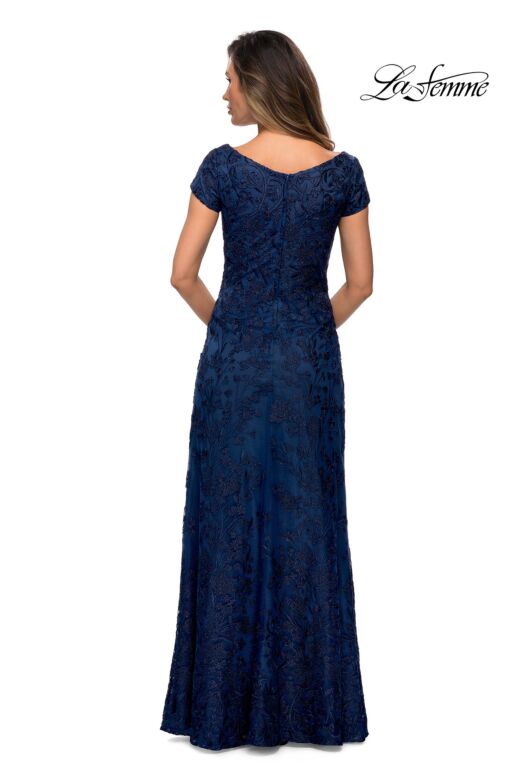 La Femme 27915 V-Neck Floral Embroidery Dress