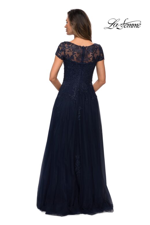 La Femme 27920 Floral Embroidery Cap Sleeve Dress