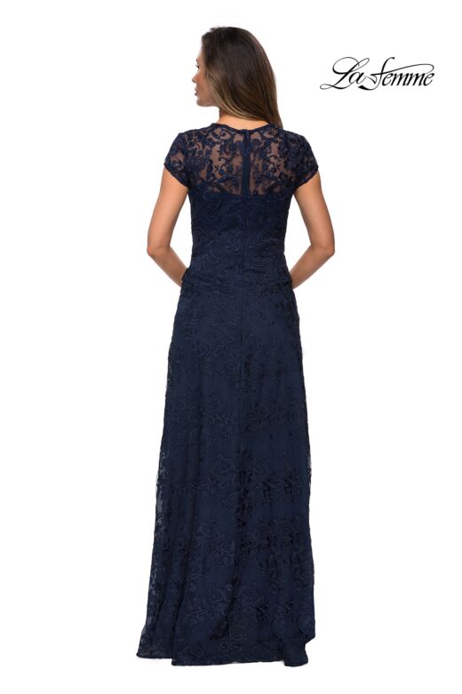 La Femme 27951 Queen Anne Neckline Embroidered Dress