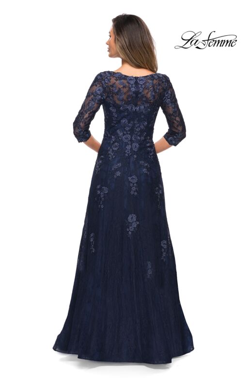 La Femme 28000 V-Neck Embroidered Dress