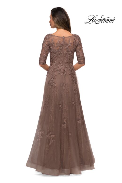 La Femme 28036 Boat Neckline Lace Dress