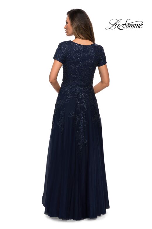 La Femme 28037 Short Sleeves Floral Dress