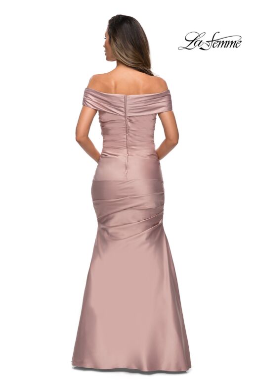 La Femme 28047 Off The Shoulder Ruched Dress
