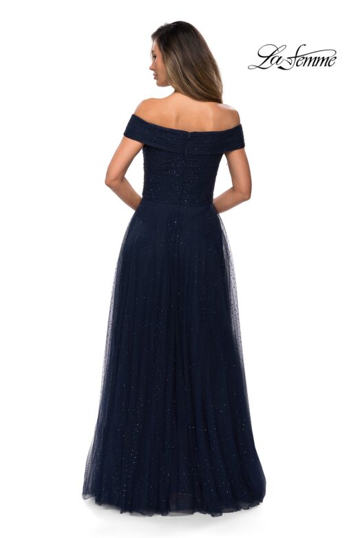 La Femme 28051 Off The Shoulder Sparkle Dress