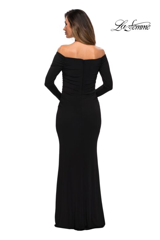La Femme 28054 Long Sleeve Off The Shoulder Dress