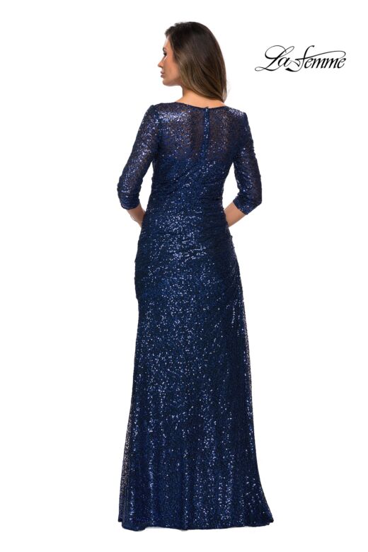 La Femme 28065 Three Quarter Sleeves Sequin Dress