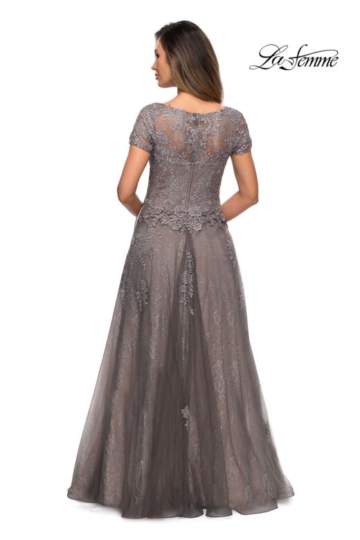 La Femme 28091 Portrait Neckline Lace Dress