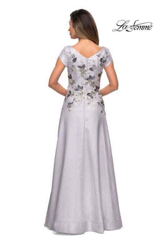 La Femme 28105 Floral Bodice Cap Sleeves Dress