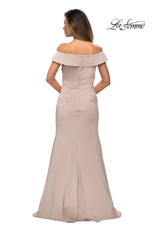 La Femme 28110 Off The Shoulder Satin Dress