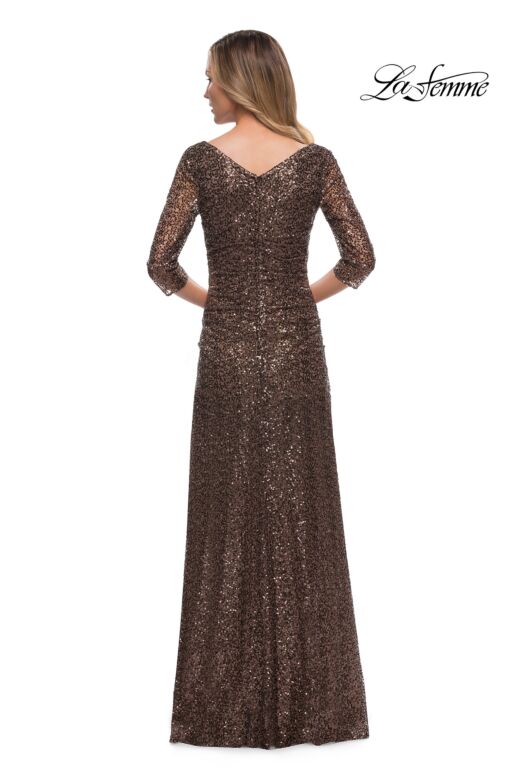 La Femme 29195 Three Quarter Sleeves Sequin Dress