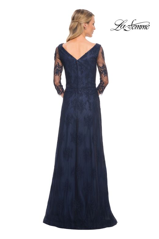 La Femme 29219 Sheer Sleeves Beaded Lace Dress