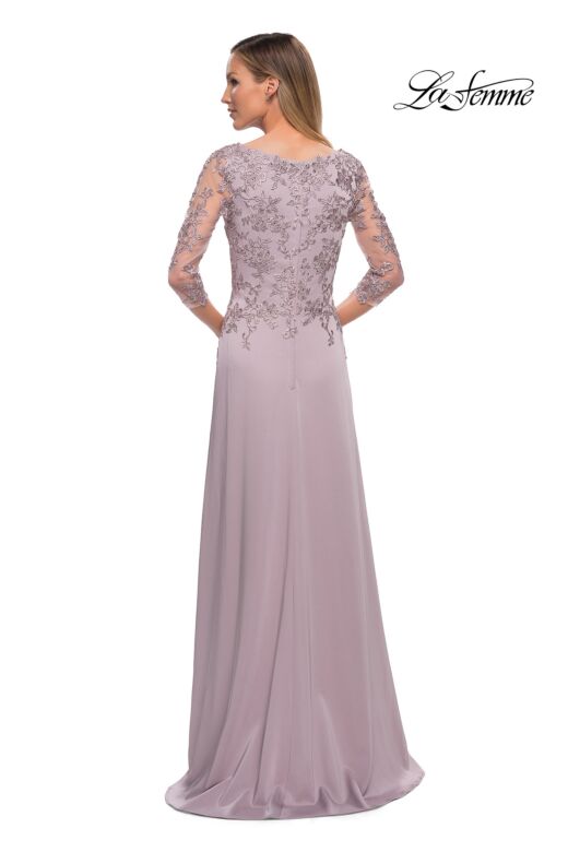 La Femme 29251 Illusion Sleeves Floral Top Dress